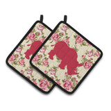 Caroline'S Treasures Rhinoceros Shabby Chic Yellow Roses Pair Of Pot Holders Bb1006-Rs-Yw-Pthd, 7.5Hx7.5W, Multicolor