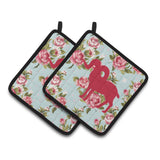 Caroline'S Treasures Sheep Shabby Chic Blue Roses Pair Of Pot Holders Bb1007-Rs-Bu-Pthd, 7.5Hx7.5W, Multicolor