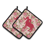 Caroline'S Treasures Sheep Shabby Chic Pink Roses Pair Of Pot Holders Bb1007-Rs-Pk-Pthd, 7.5Hx7.5W, Multicolor