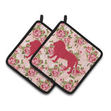 Caroline'S Treasures Lion Shabby Chic Pink Roses Pair Of Pot Holders Bb1009-Rs-Pk-Pthd, 7.5Hx7.5W, Multicolor