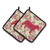 Caroline'S Treasures Tiger Shabby Chic Yellow Roses Pair Of Pot Holders Bb1010-Rs-Yw-Pthd, 7.5Hx7.5W, Multicolor