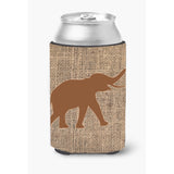 Elephant Burlap And Brown Can Or Bottle Beverage Insulator Hugger