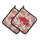 Caroline'S Treasures Fish - Tropical Fish Shabby Chic Pink Roses Pair Of Pot Holders Bb1013-Rs-Pk-Pthd, 7.5Hx7.5W, Multicolor,