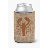Lobster Burlap And Brown Can Or Bottle Beverage Insulator Hugger