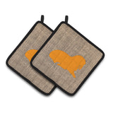 Caroline'S Treasures Walrus Faux Burlap & Orange Pair Of Pot Holders Bb1017-Bl-Or-Pthd, 7.5Hx7.5W, Multicolor
