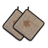 Caroline'S Treasures Fish - Angel Fish Faux Burlap & Brown Pair Of Pot Holders Bb1019-Bl-Bn-Pthd, 7.5Hx7.5W, Multicolor