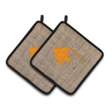 Caroline'S Treasures Fish - Angel Fish Faux Burlap & Orange Pair Of Pot Holders Bb1019-Bl-Or-Pthd, 7.5Hx7.5W, Multicolor