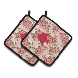 Caroline'S Treasures Fish - Angel Fish Shabby Chic Pink Roses Pair Of Pot Holders Bb1019-Rs-Pk-Pthd, 7.5Hx7.5W, Multicolor