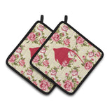 Caroline'S Treasures Fish - Angel Fish Shabby Chic Yellow Roses Pair Of Pot Holders Bb1019-Rs-Yw-Pthd, 7.5Hx7.5W, Multicolor