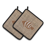 Caroline'S Treasures Fish Faux Burlap & Brown Pair Of Pot Holders Bb1020-Bl-Bn-Pthd, 7.5Hx7.5W, Multicolor
