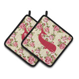 Caroline'S Treasures Whale Shabby Chic Yellow Roses Pair Of Pot Holders Bb1021-Rs-Yw-Pthd, 7.5Hx7.5W, Multicolor