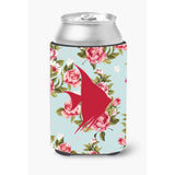Fish - Angel Fish Shabby Chic Blue Roses Can Or Bottle Beverage Insulator Hugger Bb1022