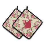 Caroline'S Treasures Fish - Angel Fish Shabby Chic Yellow Roses Pair Of Pot Holders Bb1022-Rs-Yw-Pthd, 7.5Hx7.5W, Multicolor