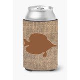Fish - Tang Fish Burlap And Brown Can Or Bottle Beverage Insulator Hugger