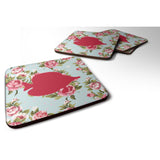 Caroline'S Treasures Bb1023-Rs-Bu-Fc Fish-Tang Fish Shabby Chic Blue Roses Foam Coasters (Set Of 4), 3.5 H X 3.5 W, Mu