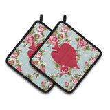 Caroline'S Treasures Fish - Tang Fish Shabby Chic Blue Roses Pair Of Pot Holders Bb1023-Rs-Bu-Pthd, 7.5Hx7.5W, Multicolor