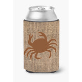 Crab Burlap And Brown Can Or Bottle Beverage Insulator Hugger