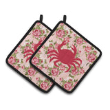 Caroline'S Treasures Crab Shabby Chic Pink Roses Pair Of Pot Holders Bb1024-Rs-Pk-Pthd, 7.5Hx7.5W, Multicolor