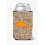 Fish - Marlin Burlap And Orange Can Or Bottle Beverage Insulator Hugger Bb1026