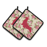 Caroline'S Treasures Seal Shabby Chic Yellow Roses Pair Of Pot Holders Bb1027-Rs-Yw-Pthd, 7.5Hx7.5W, Multicolor