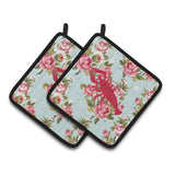 Caroline'S Treasures Lobster Shabby Chic Blue Roses Pair Of Pot Holders Bb1028-Rs-Bu-Pthd, 7.5Hx7.5W, Multicolor