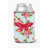 Butterfly Shabby Chic Blue Roses Can Or Bottle Beverage Insulator Hugger Bb1030