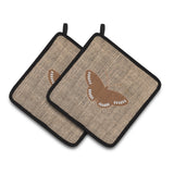 Caroline'S Treasures Butterfly Faux Burlap & Brown Pair Of Pot Holders Bb1031-Bl-Bn-Pthd, 7.5Hx7.5W, Multicolor