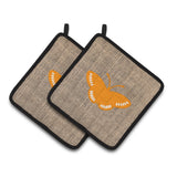 Caroline'S Treasures Butterfly Faux Burlap & Orange Pair Of Pot Holders Bb1031-Bl-Or-Pthd, 7.5Hx7.5W, Multicolor
