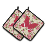 Caroline'S Treasures Butterfly Shabby Chic Yellow Roses Pair Of Pot Holders Bb1034-Rs-Yw-Pthd, 7.5Hx7.5W, Multicolor