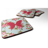Caroline'S Treasures Bb1036-Rs-Bu-Fc Butterfly Shabby Chic Blue Roses Foam Coasters (Set Of 4), 3.5 H X 3.5 W, Multico