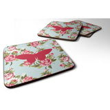 Caroline'S Treasures Bb1042-Rs-Bu-Fc Butterfly Shabby Chic Blue Roses Foam Coasters (Set Of 4), 3.5 H X 3.5 W, Multico