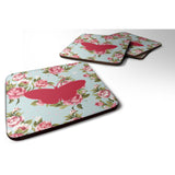 Caroline'S Treasures Bb1043-Rs-Bu-Fc Butterfly Shabby Chic Blue Roses Foam Coasters (Set Of 4), 3.5 H X 3.5 W, Multico