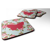 Caroline'S Treasures Bb1045-Rs-Bu-Fc Butterfly Shabby Chic Blue Roses Foam Coasters (Set Of 4), 3.5 H X 3.5 W, Multico