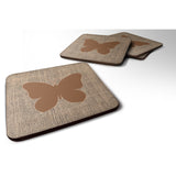 Caroline'S Treasures Bb1047-Bl-Bn-Fc Butterfly Burlap And Brown Foam Coasters (Set Of 4), 3.5 H X 3.5 W, Multicolor