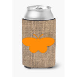 Butterfly Burlap And Orange Can Or Bottle Beverage Insulator Hugger