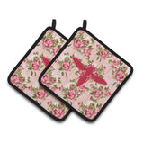 Caroline'S Treasures Bb1053-Rs-Pk-Pthd Yellow Jacket Shabby Chic Pink Roses Pot Holders (1 Pair), 7.5 X 7.5, Multicolo