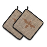 Caroline'S Treasures Wasp Faux Burlap & Brown Pair Of Pot Holders Bb1054-Bl-Bn-Pthd, 7.5Hx7.5W, Multicolor