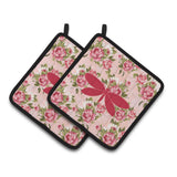 Caroline'S Treasures Bb1055-Rs-Pk-Pthd Moth Shabby Chic Pink Roses Pot Holders (1 Pair), 7.5 X 7.5, Multicolor