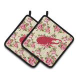 Caroline'S Treasures Beetle Shabby Chic Yellow Roses Pair Of Pot Holders Bb1056-Rs-Yw-Pthd, 7.5Hx7.5W, Multicolor
