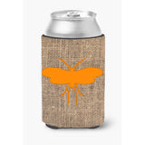 Moth Burlap And Orange Can Or Bottle Beverage Insulator Hugger Bb1058