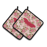 Caroline'S Treasures Bb1058-Rs-Pk-Pthd Moth Shabby Chic Pink Roses Pot Holders (1 Pair), 7.5 X 7.5, Multicolor