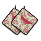 Caroline'S Treasures Moth Shabby Chic Yellow Roses Pair Of Pot Holders Bb1058-Rs-Yw-Pthd, 7.5Hx7.5W, Multicolor