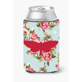 Moth Shabby Chic Blue Roses Can Or Bottle Beverage Insulator Hugger Bb1059