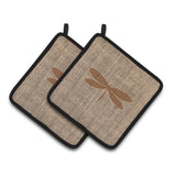 Caroline'S Treasures Bb1061-Bl-Bn-Pthd Moth Faux Pot Holders (1 Pair), 7.5 X 7.5, Burlap/Brown