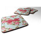 Caroline'S Treasures Bb1061-Rs-Bu-Fc Moth Shabby Chic Blue Roses Foam Coasters (Set Of 4), 3.5 H X 3.5 W, Multicolor