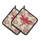 Caroline'S Treasures Dragonfly Shabby Chic Yellow Roses Pair Of Pot Holders Bb1062-Rs-Yw-Pthd, 7.5Hx7.5W, Multicolor