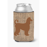 Afghan Hound Burlap And Brown Can Or Bottle Beverage Insulator Hugger