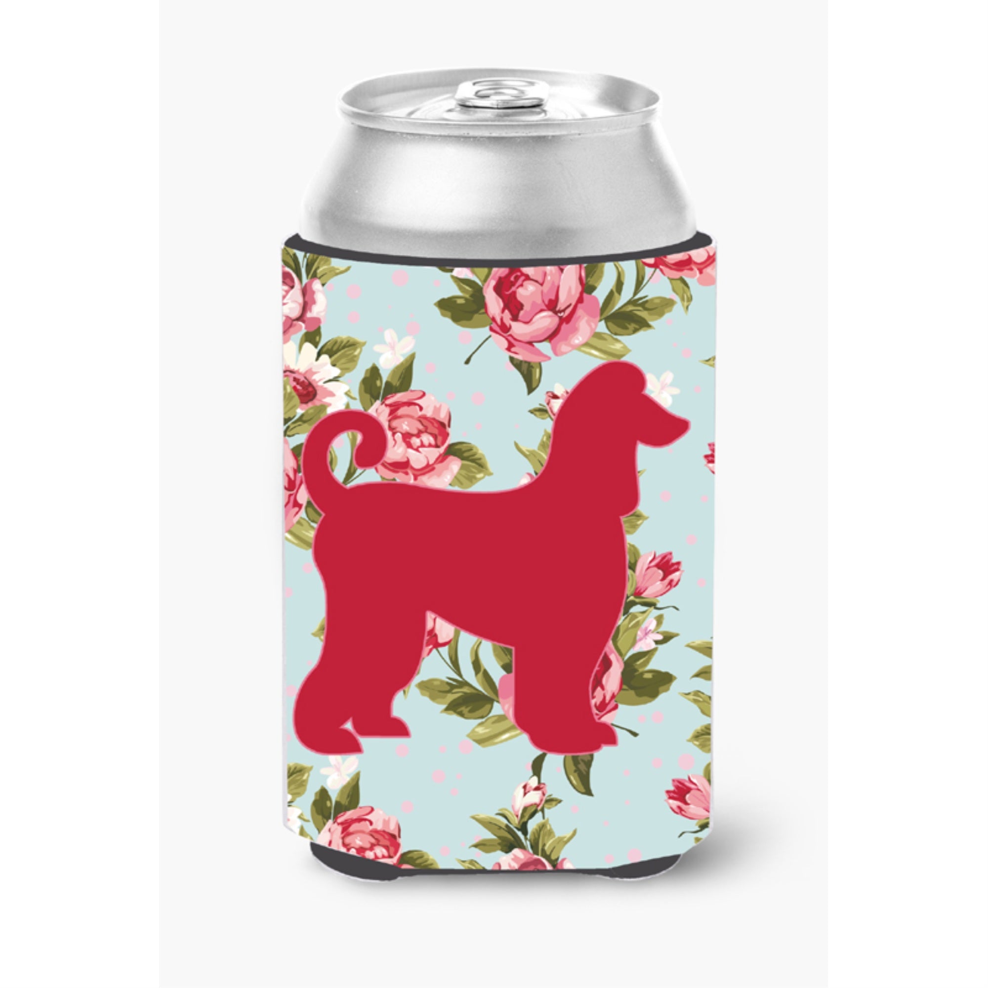 Afghan Hound Shabby Chic Blue Roses Can Or Bottle Beverage Insulator Hugger Bb1066
