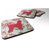 Caroline'S Treasures Bb1066-Rs-Bu-Fc Afghan Hound Shabby Chic Blue Roses Foam Coasters (Set Of 4), 3.5 H X 3.5 W, Mult