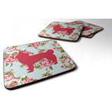Caroline'S Treasures Bb1068-Rs-Bu-Fc Chihuahua Shabby Chic Blue Roses Foam Coasters (Set Of 4), 3.5 H X 3.5 W, Multico
